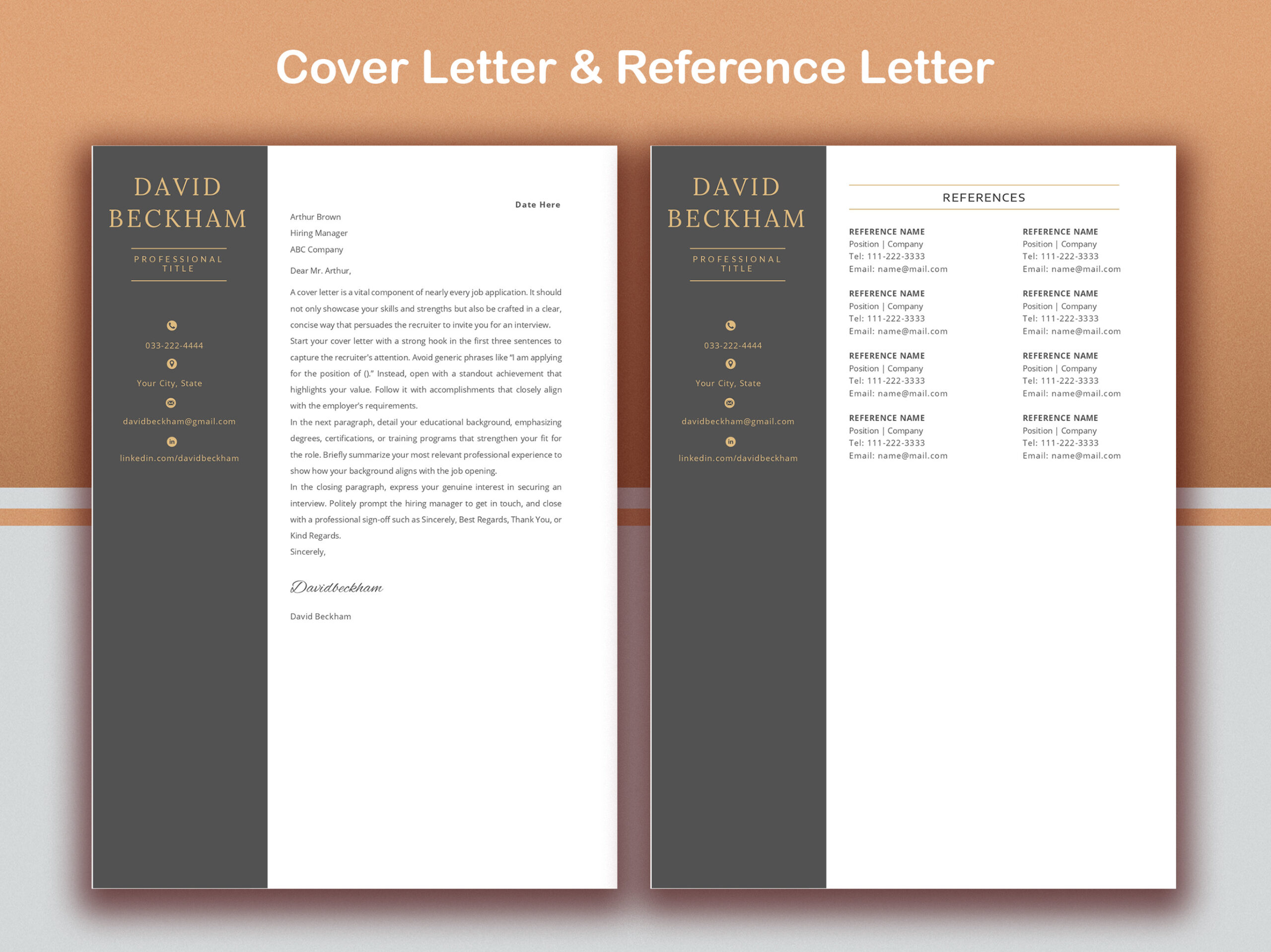 Executive Resume Template for Word, Professional CEO CV Template, C-Level Resume, Cover Letter & References, 1-3 Page Resume - Image 3