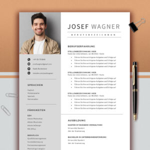 German Resume Template, CV Template, Cover Letter (Word & Mac Pages)
