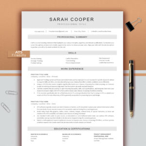 ATS Resume Template for Word & Pages, Modern CV Design (Digital Download)