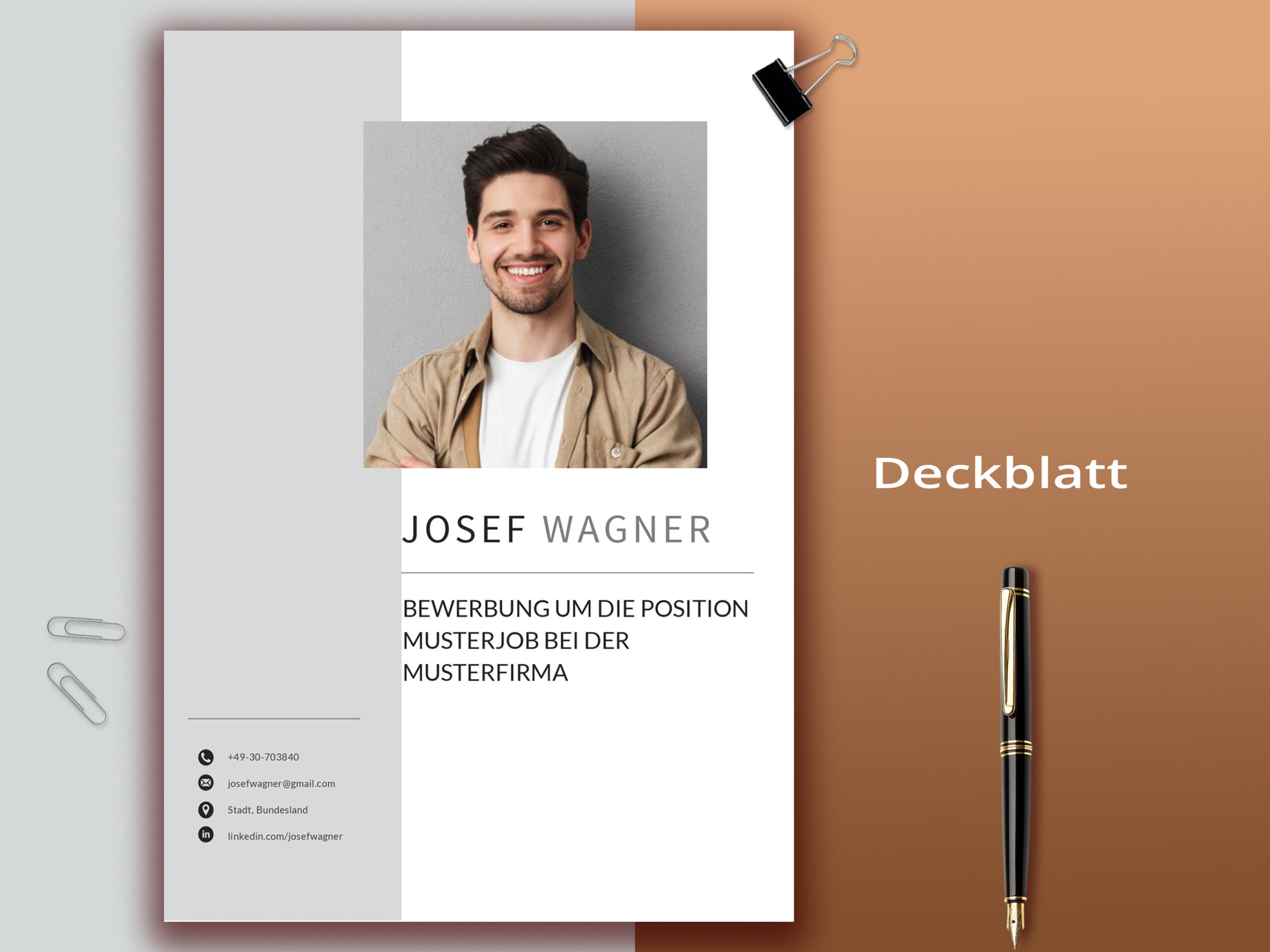 German Resume Template, CV Template, Cover Letter (Word & Mac Pages)