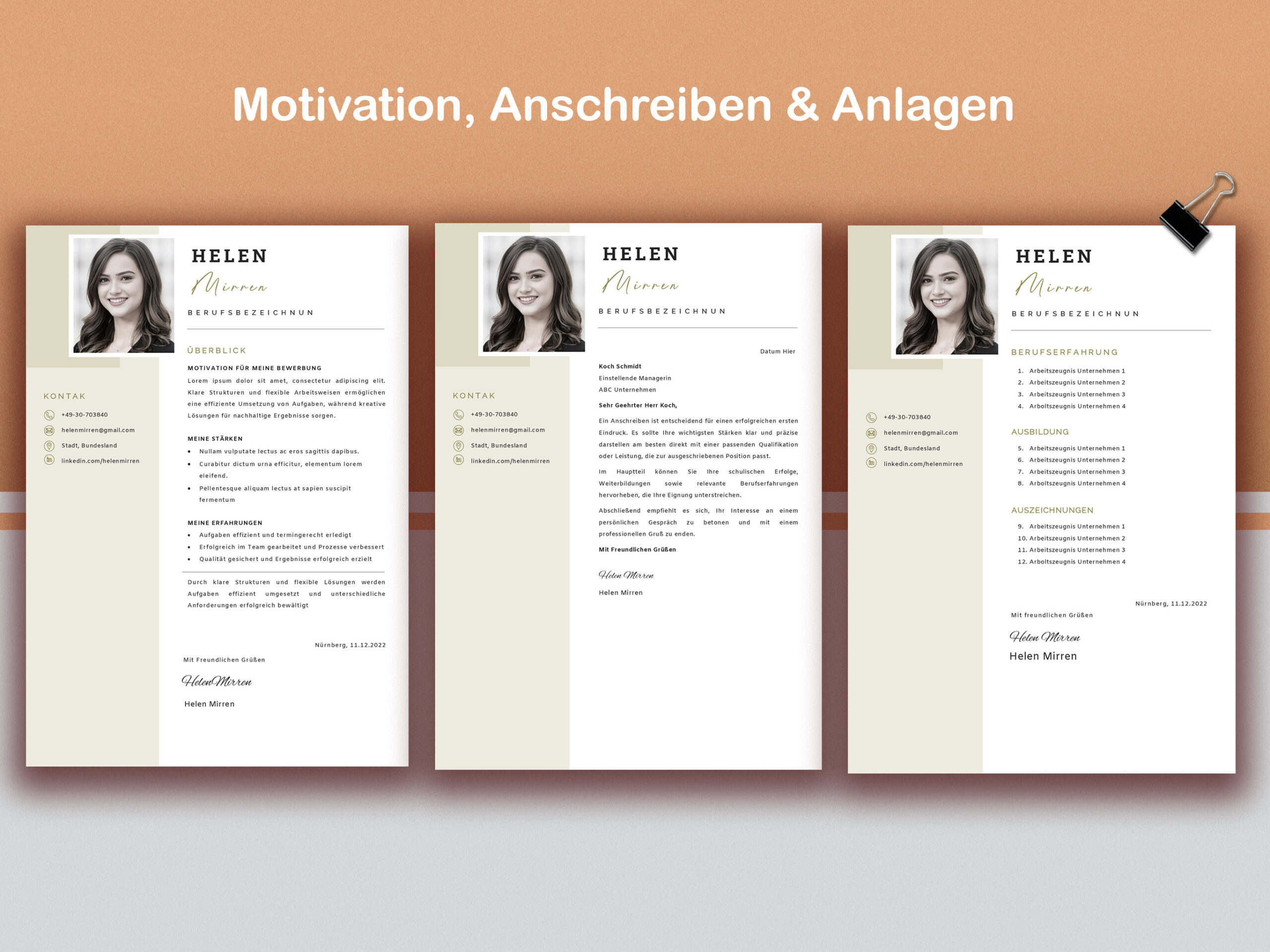 German CV Template, Modern Application with Photo (Word & Pages, Digital Download) - Image 5
