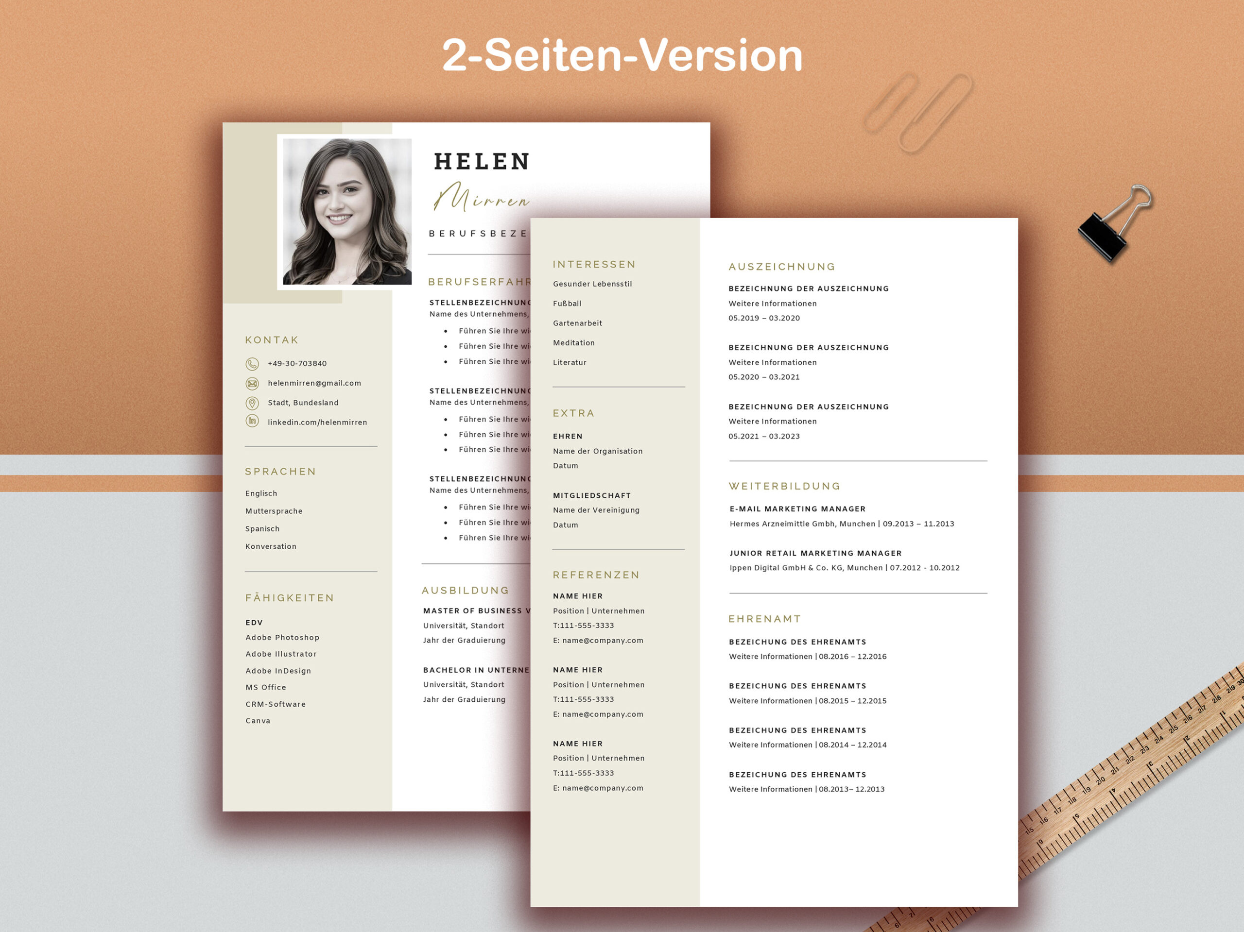 German CV Template, Modern Application with Photo (Word & Pages, Digital Download) - Image 4