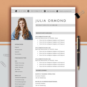 Moderner Lebenslauf Vorlage | CV Template Deutsch | Bewerbung Word | Minimalistischer Lebenslauf | Editable Resume