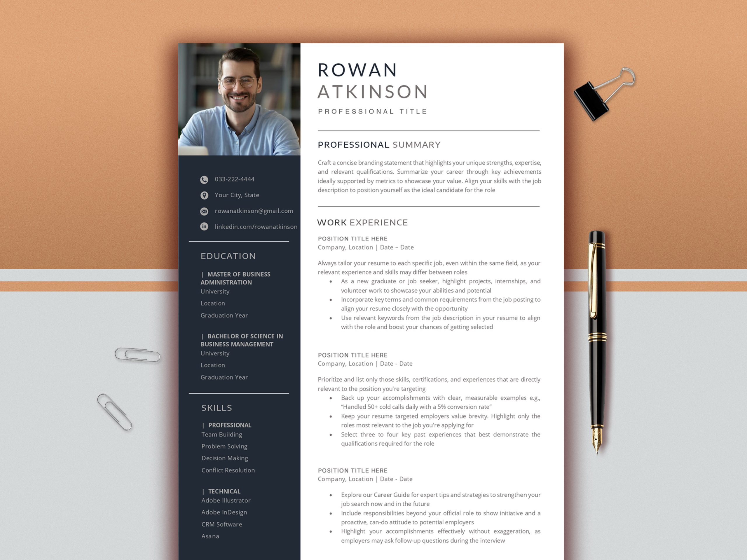 Professional & Modern Resume Template for Word and Pages | Editable Modern CV Template For Microsoft Word | Resume Design | Professional CV