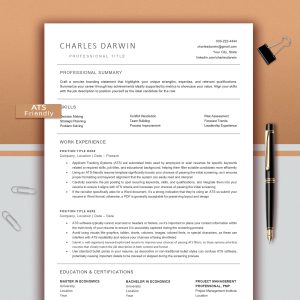ATS Friendly Resume Template for Microsoft Word, Cover Letter and References Templates, ATS Resume Template Instant Download