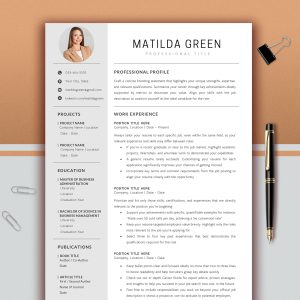 Modern Resume Template | Photo Resume Template| Cover Letter, References (Instant Download)