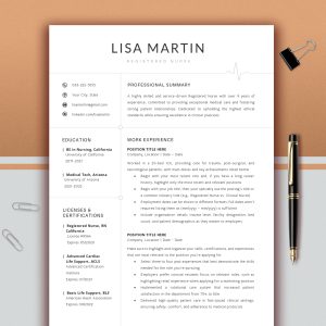 RN Resume Template | Registered Nurse CV | Medical Resume Bundle | Nurse Cover Letter | Editable Word & Mac Pages