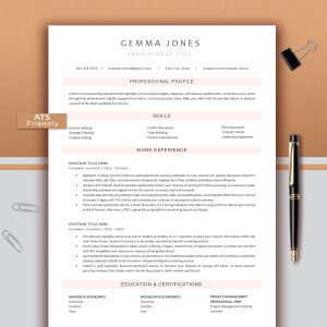 ATS Resume Template for Word, Pages, Simple Resume, Basic Resume (Digital Download)