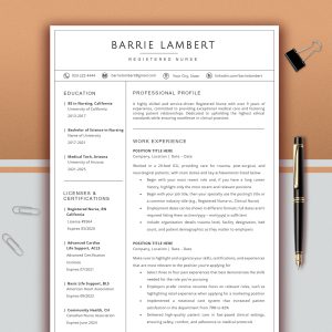 Registered Nurse Resume Template | RN CNA Resume | Healthcare Resume | Nursing CV | Physician Assistant Resume | New Grad Nurse cv