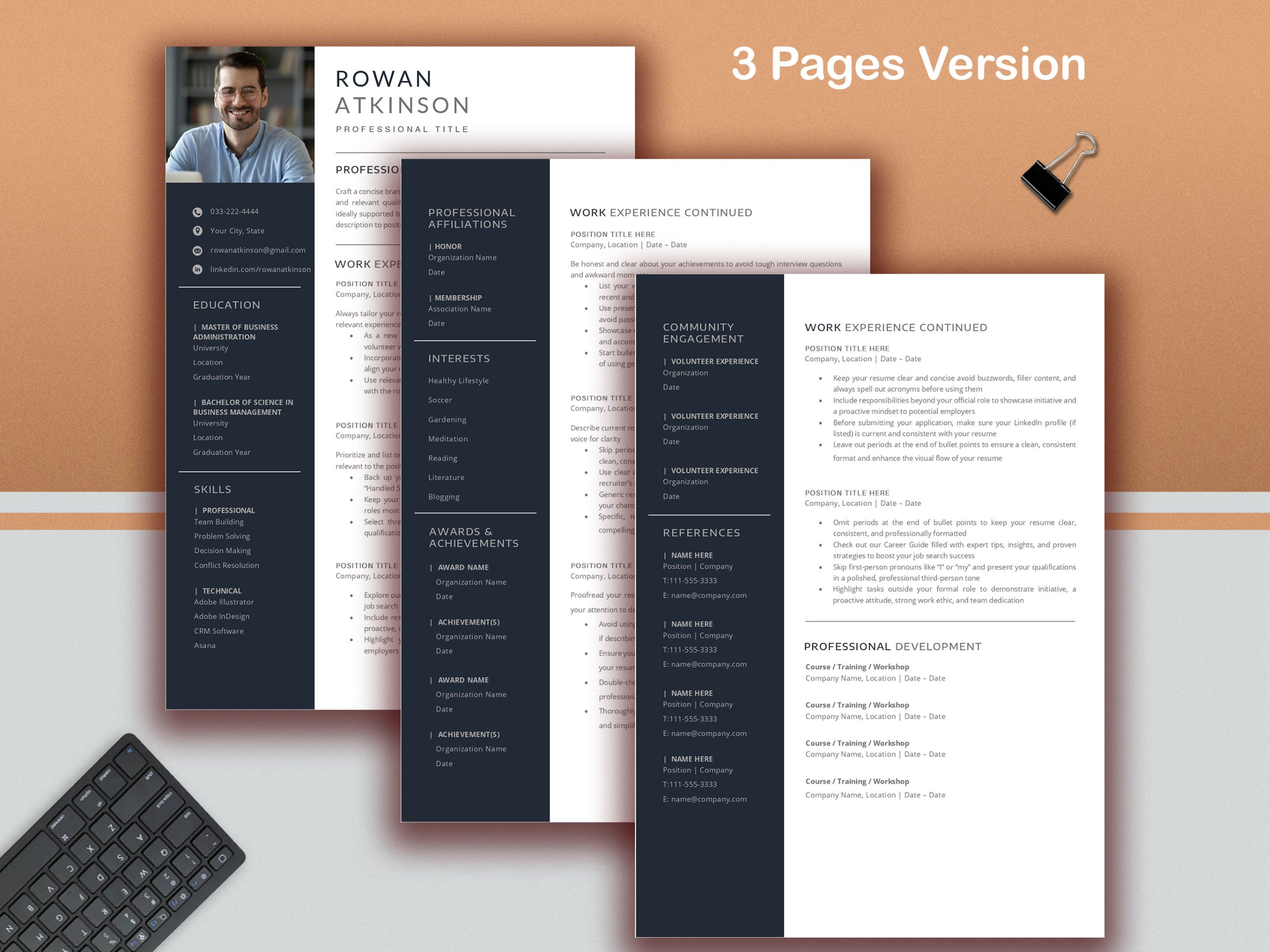 Professional & Modern Resume Template for Word and Pages | Editable Modern CV Template For Microsoft Word | Resume Design | Professional CV - Image 3