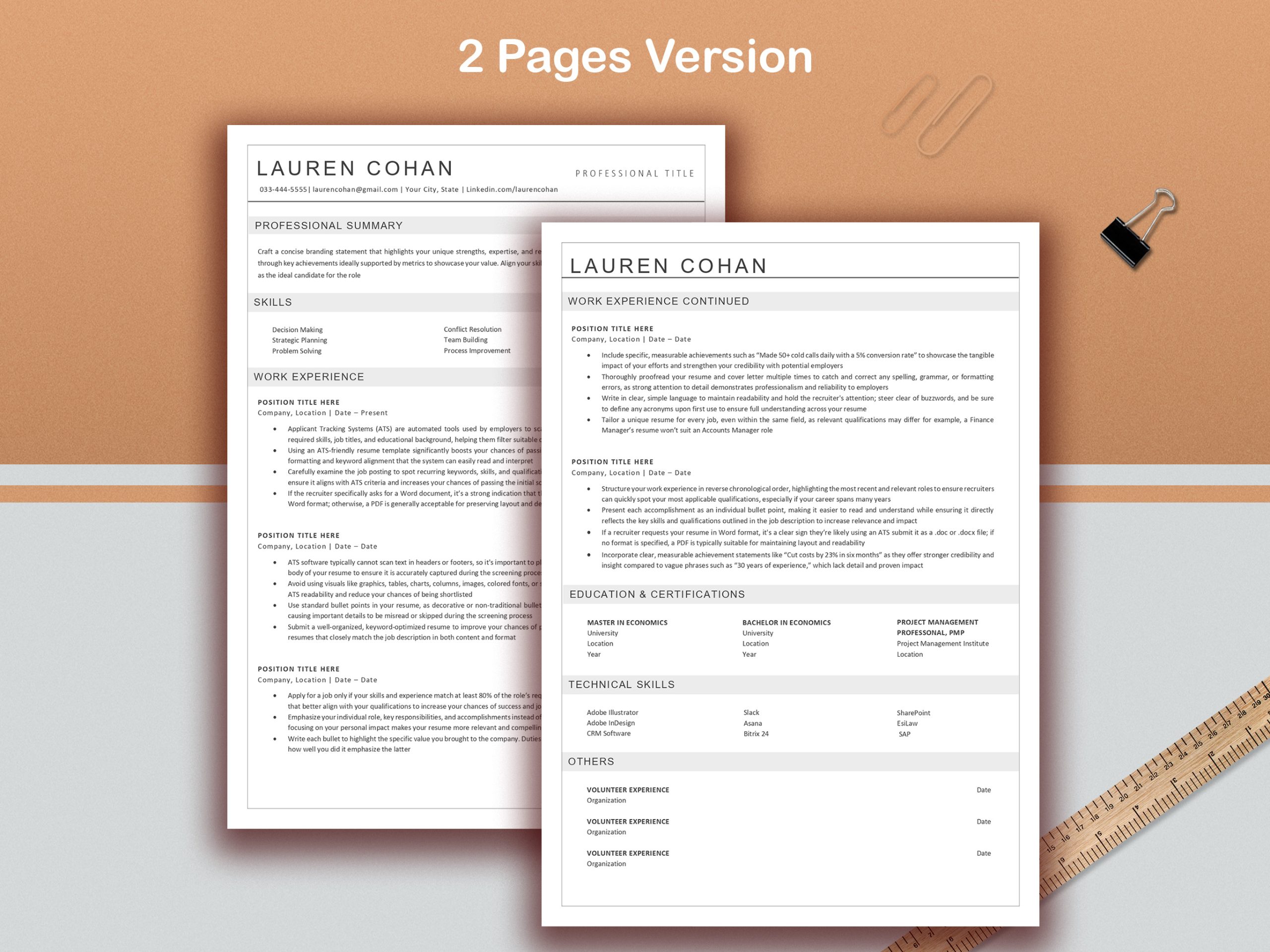 Professional ATS Resume Template | Word & Mac Pages Resume | Simple CV | Editable Resume | Cover Letter | Clean Modern Resume - Image 3