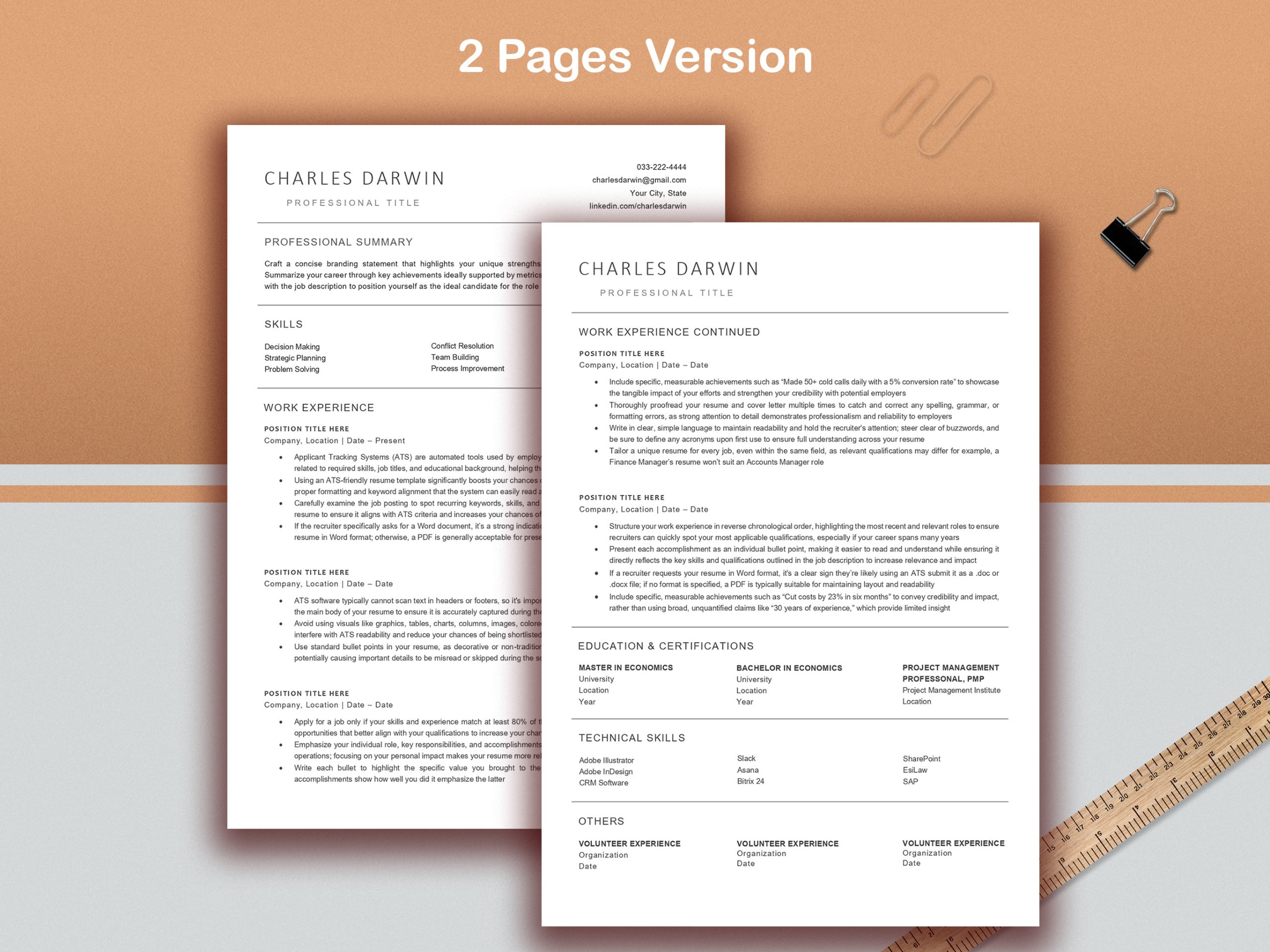 ATS Friendly Resume Template for Microsoft Word, Cover Letter and References Templates, ATS Resume Template Instant Download