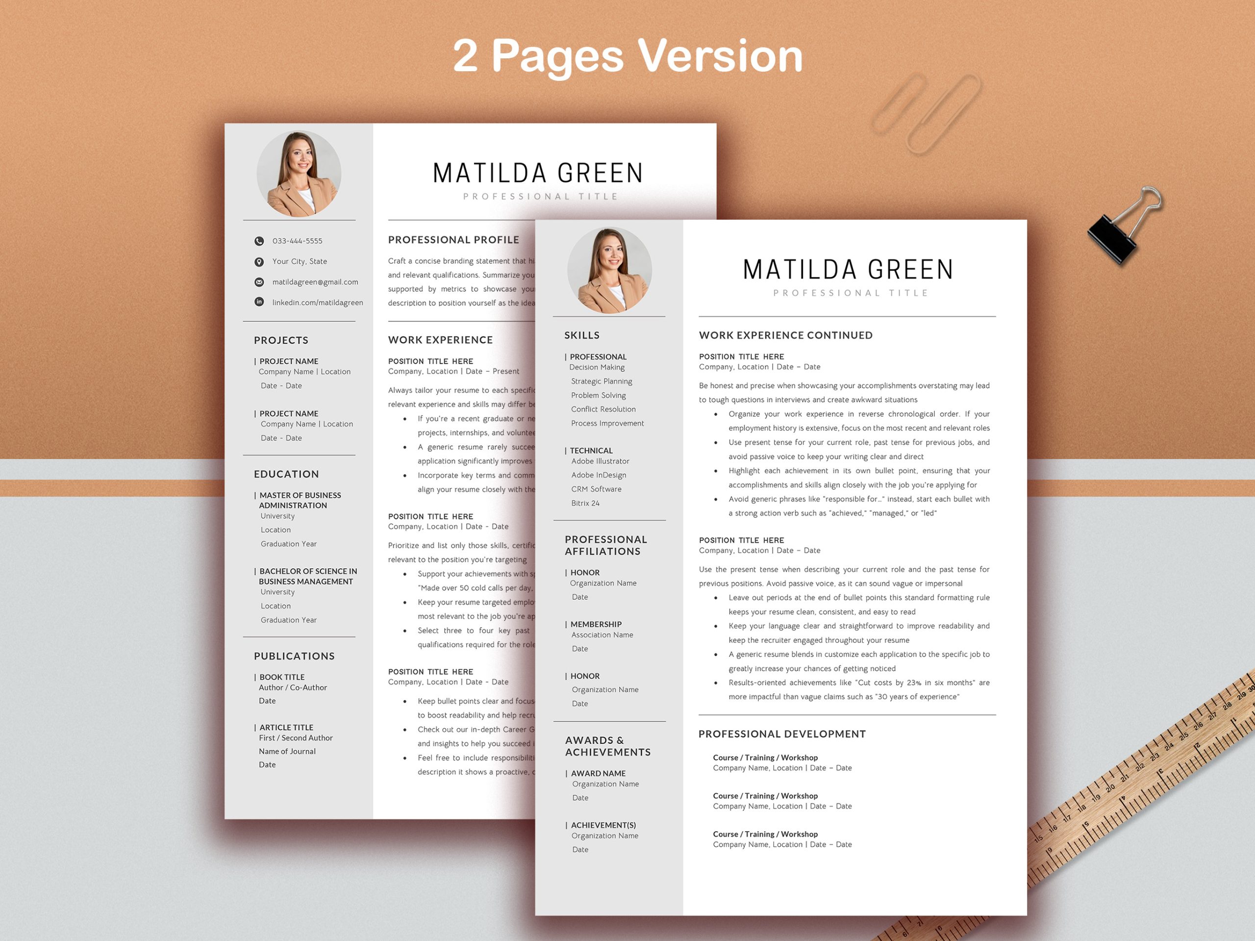 Modern Resume Template | Photo Resume Template| Cover Letter, References (Instant Download) - Image 2