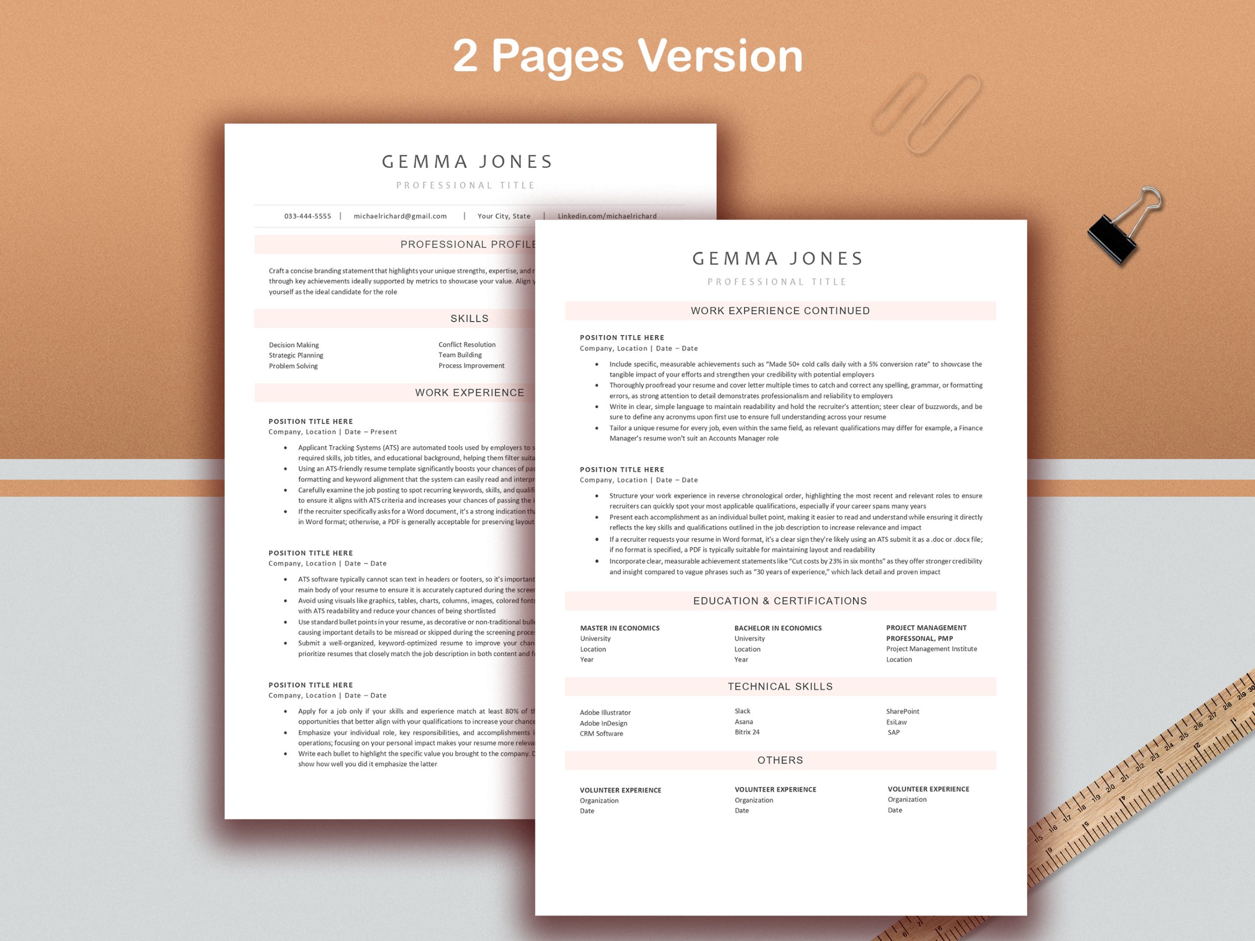 ATS Resume Template for Word, Pages, Simple Resume, Basic Resume (Digital Download) - Image 2