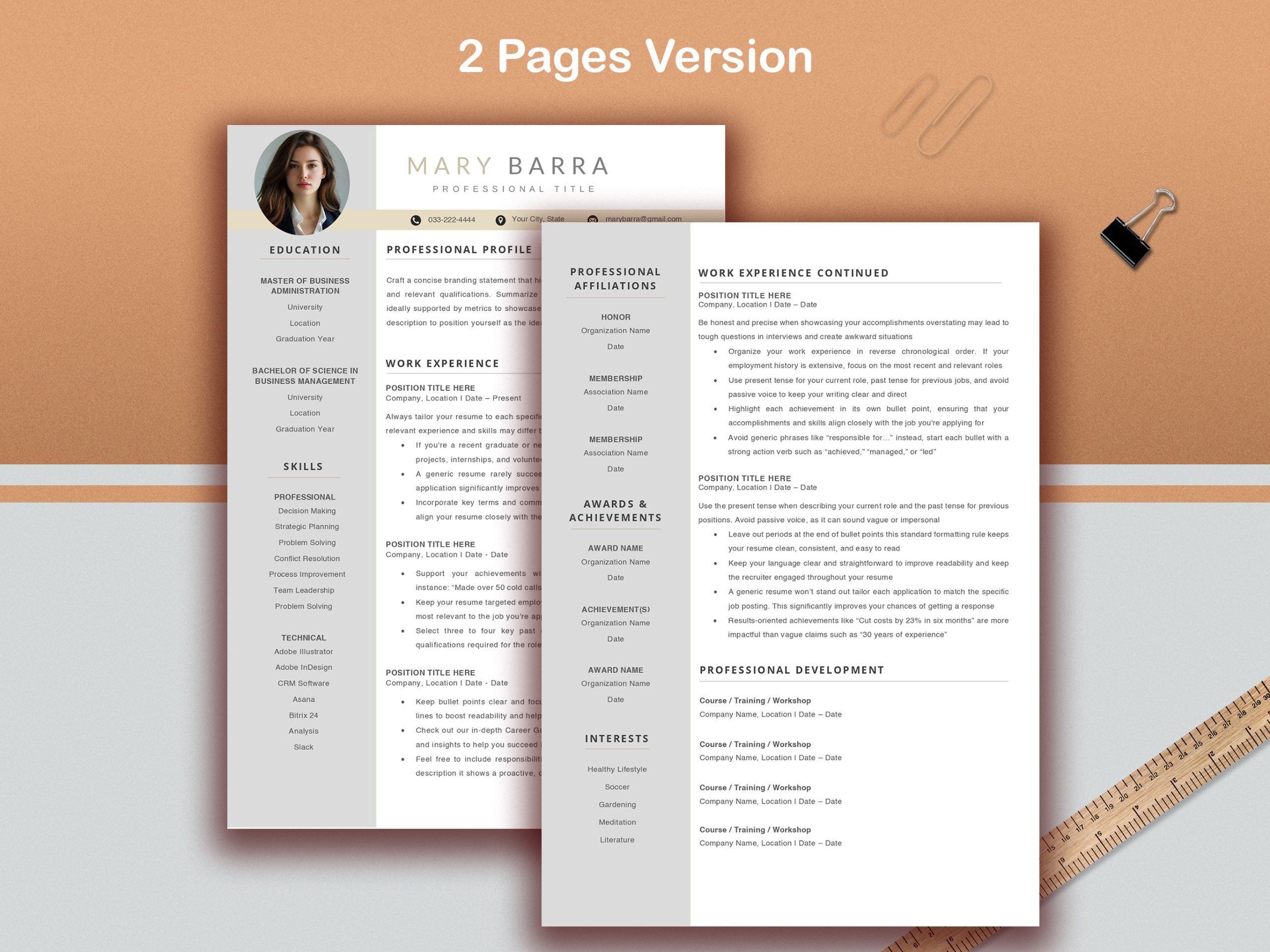 Executive Resume Template | Modern CV Design| Manager Director CV (Digital Download) - Image 2