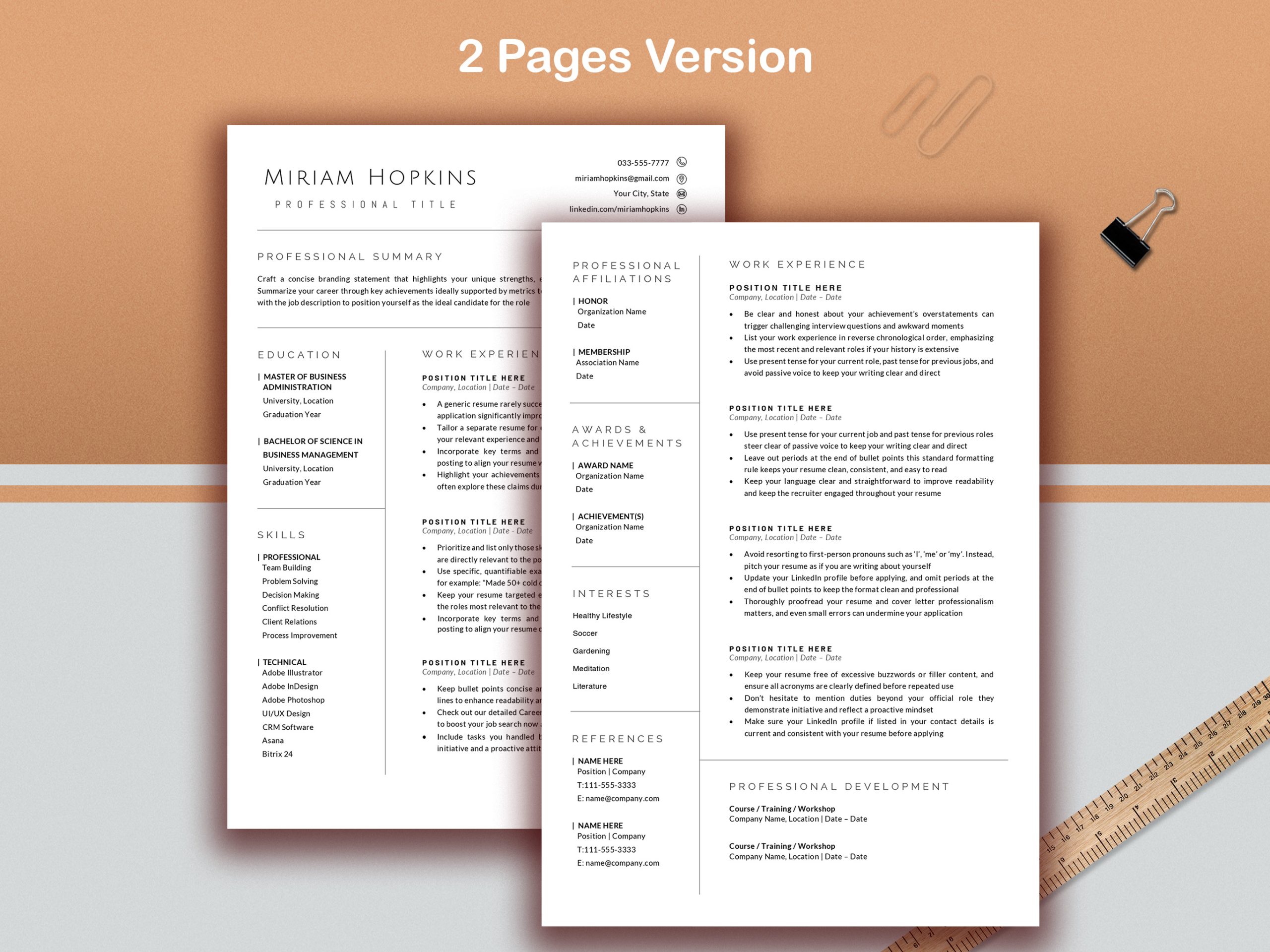 Minimalist Resume Template | Professional CV Template | Word & Apple Pages Resume | Modern Resume | 1 , 2 Page CV | Editable Resume - Image 2