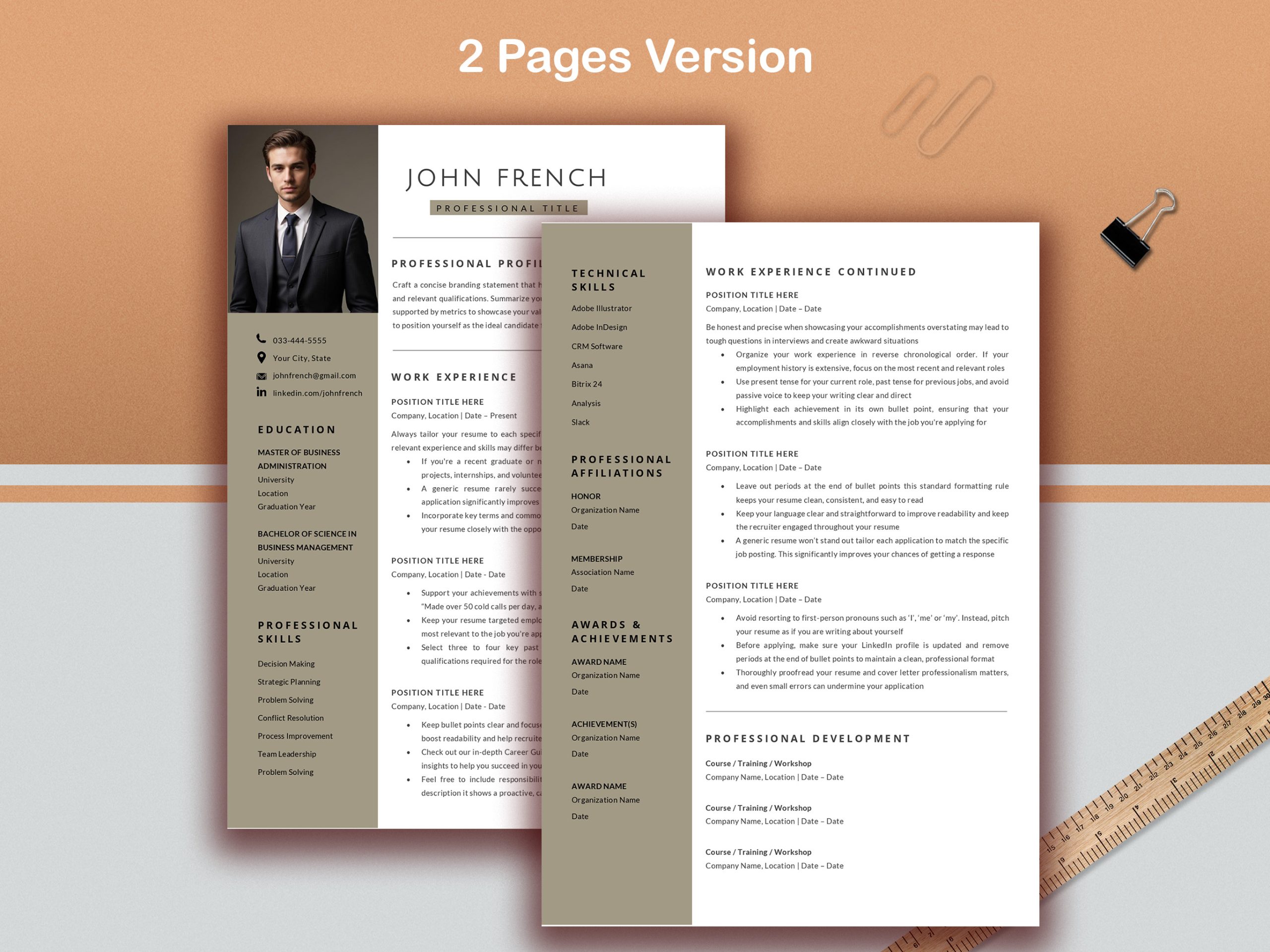 Business Resume Template Word and Pages | Executive CV |  Professional CV for Manager